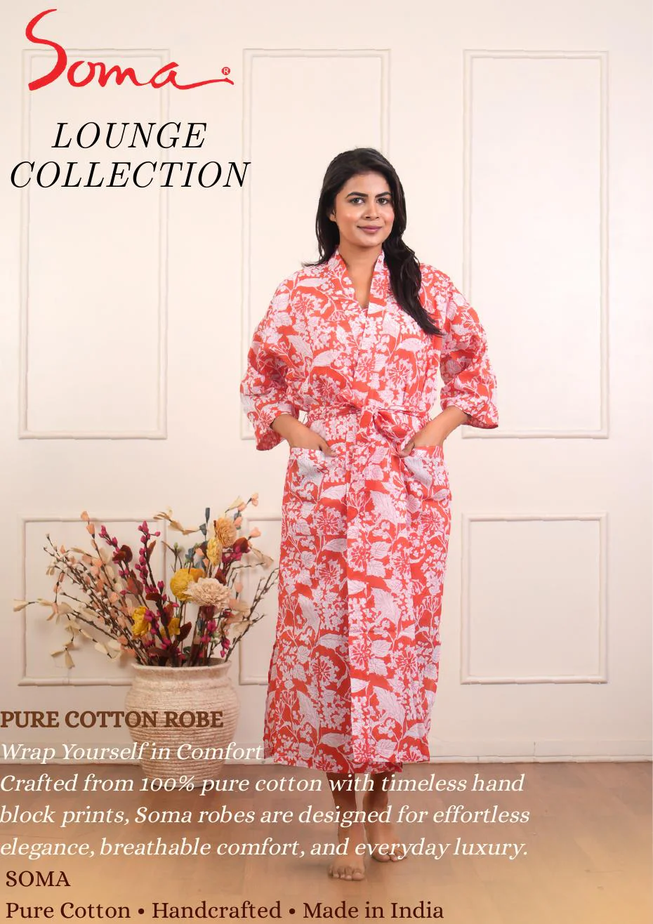 Lantana coral floral robe