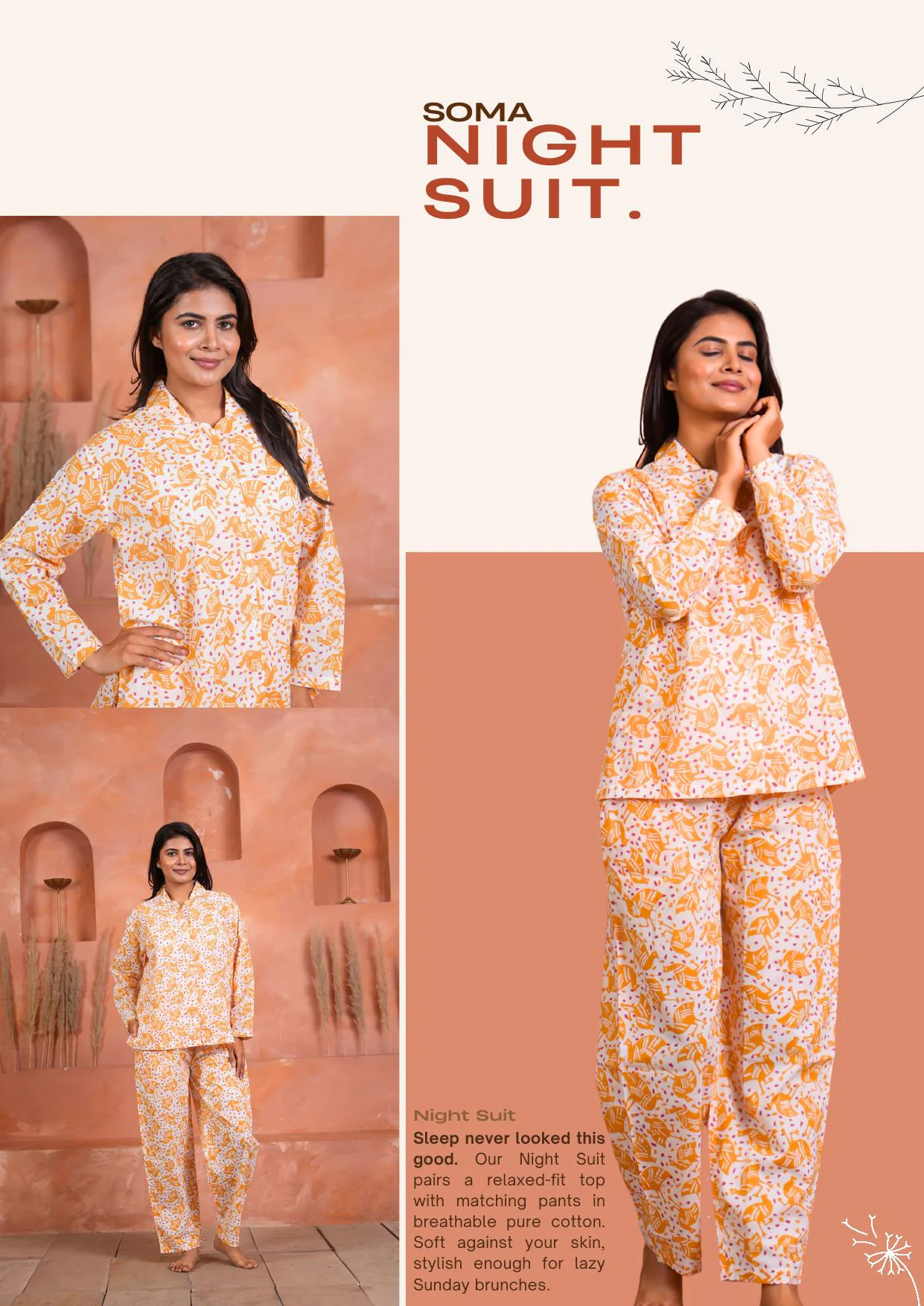 Soma night suit in Loon print