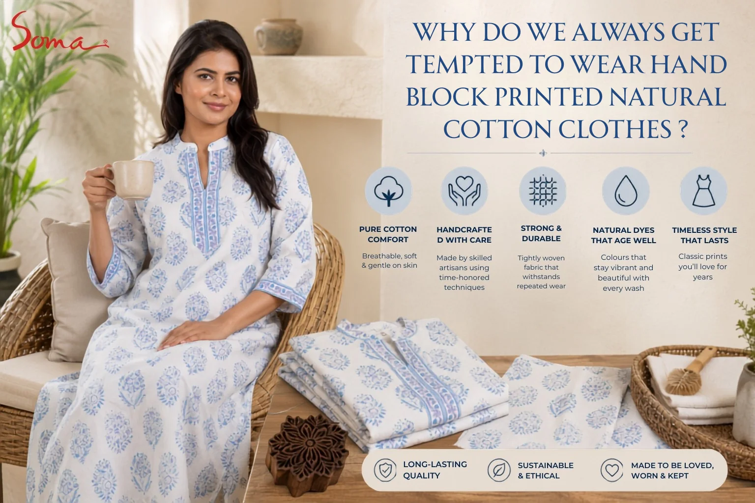 Why Do Hand Block Printed Cotton Dresses Last Longer? What Makes Them Worth Keeping for Years - Soma Shop